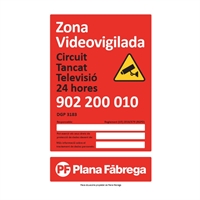 Grande plaque de zone de vidéosurveillance catalane