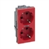 Socle double Schuko 4 modules Rouge - Article1