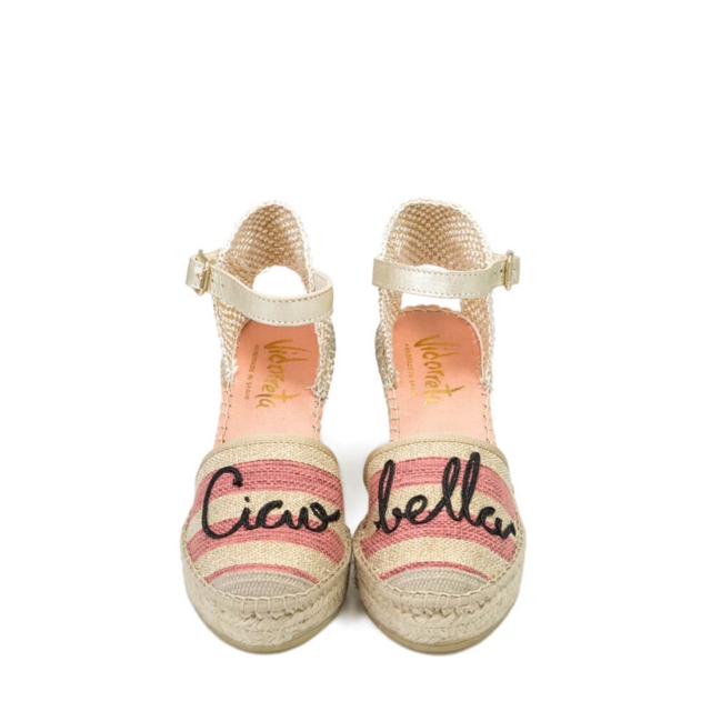 Striped Sandals with Text