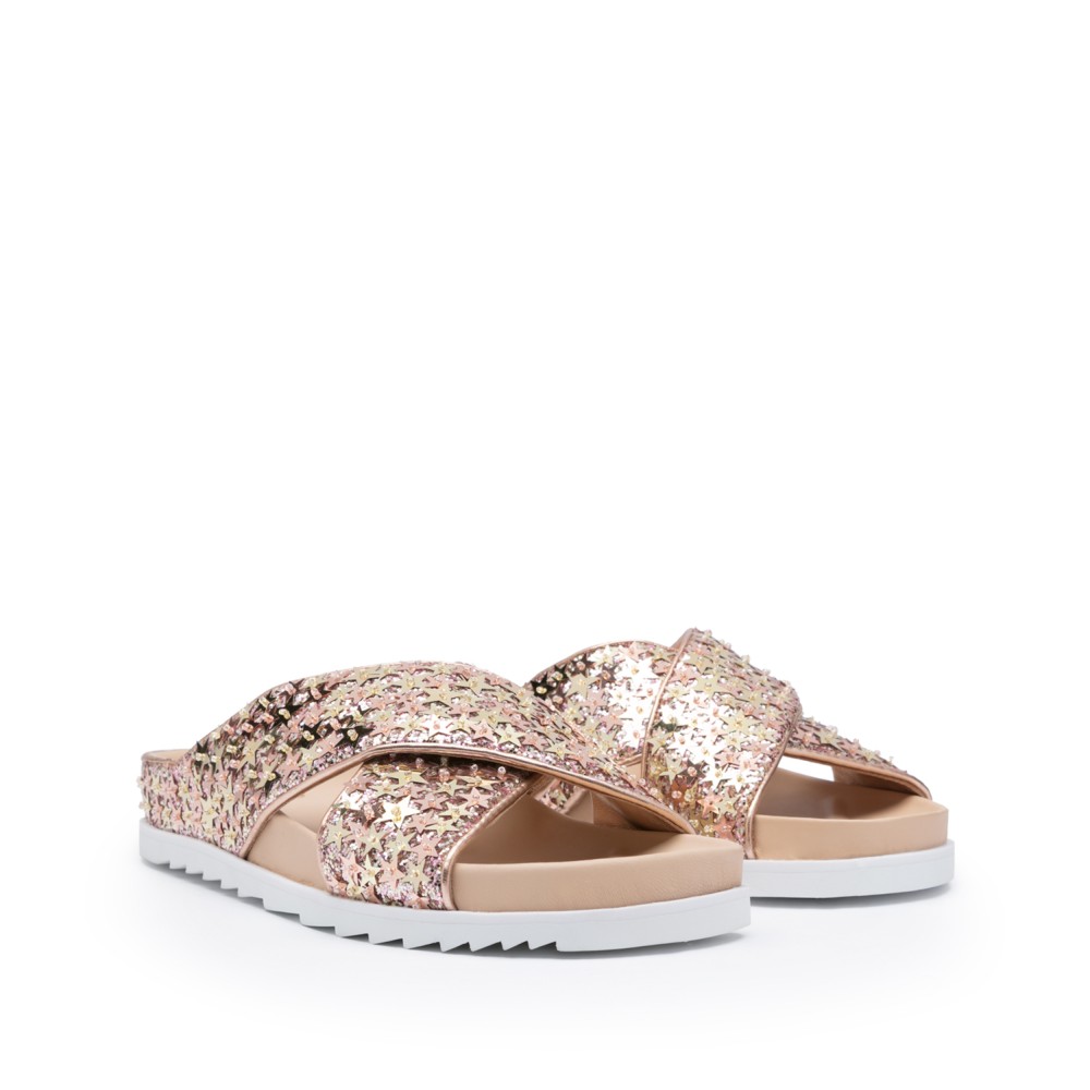 URANUS Flat Sandals Blush Glitter & Golden Stars - Item1
