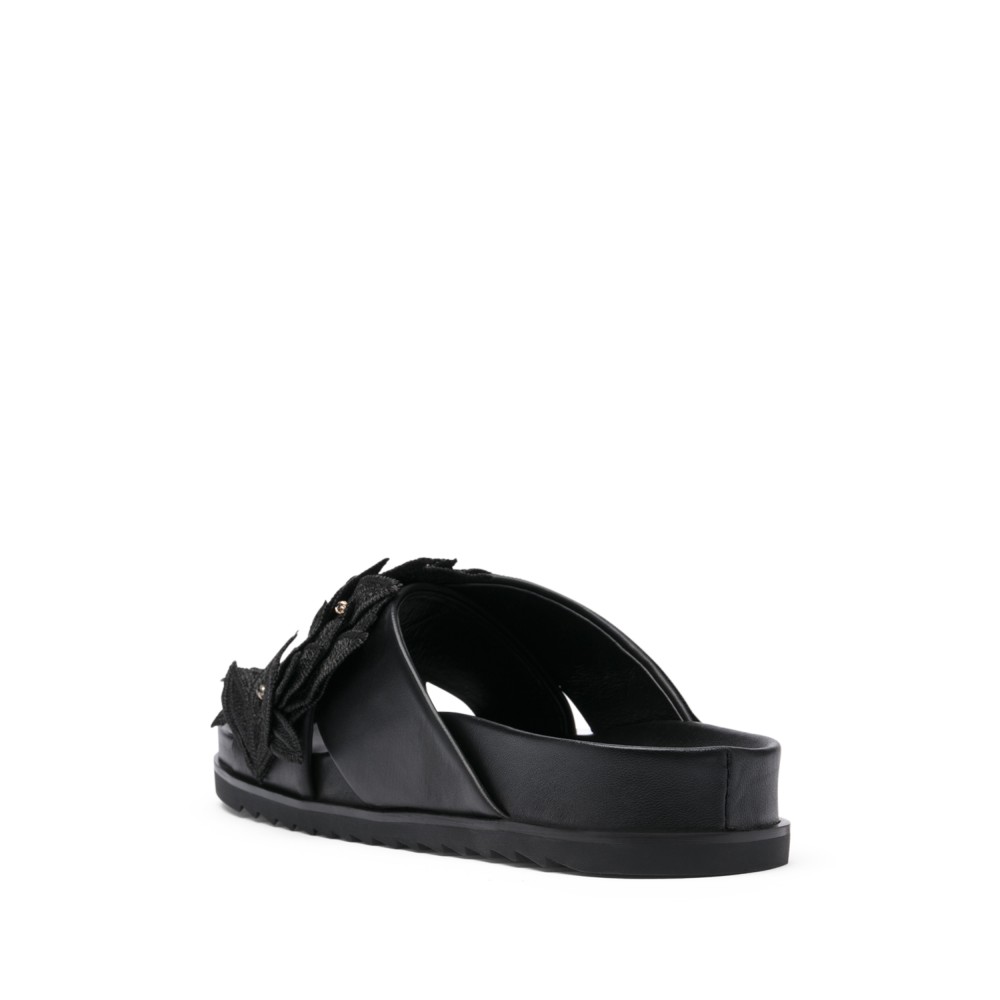 URIEL Embellished Flatt Sandlas Black Leather - Item2