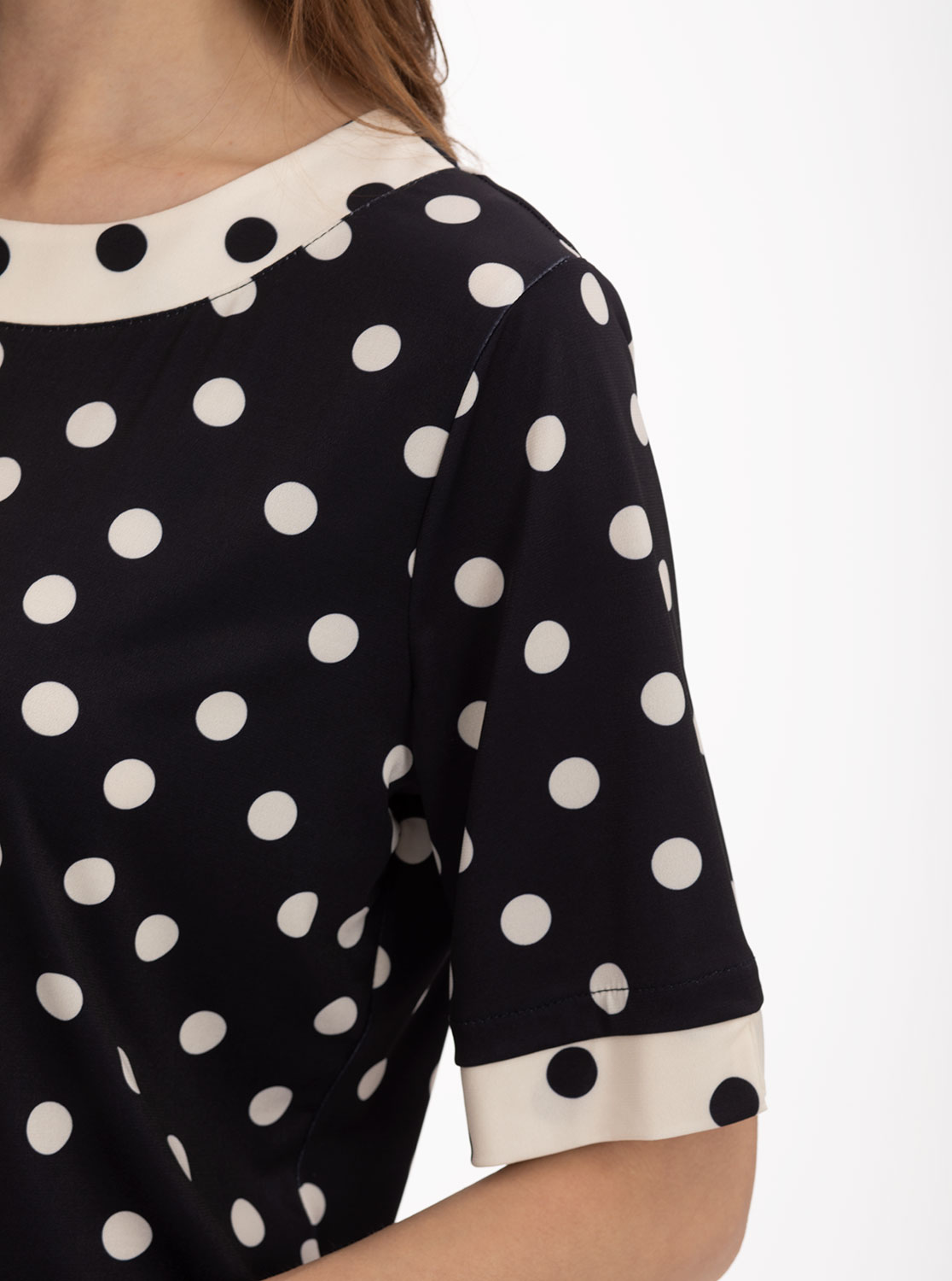 Camiseta Bicolor topos cuello redondo 1