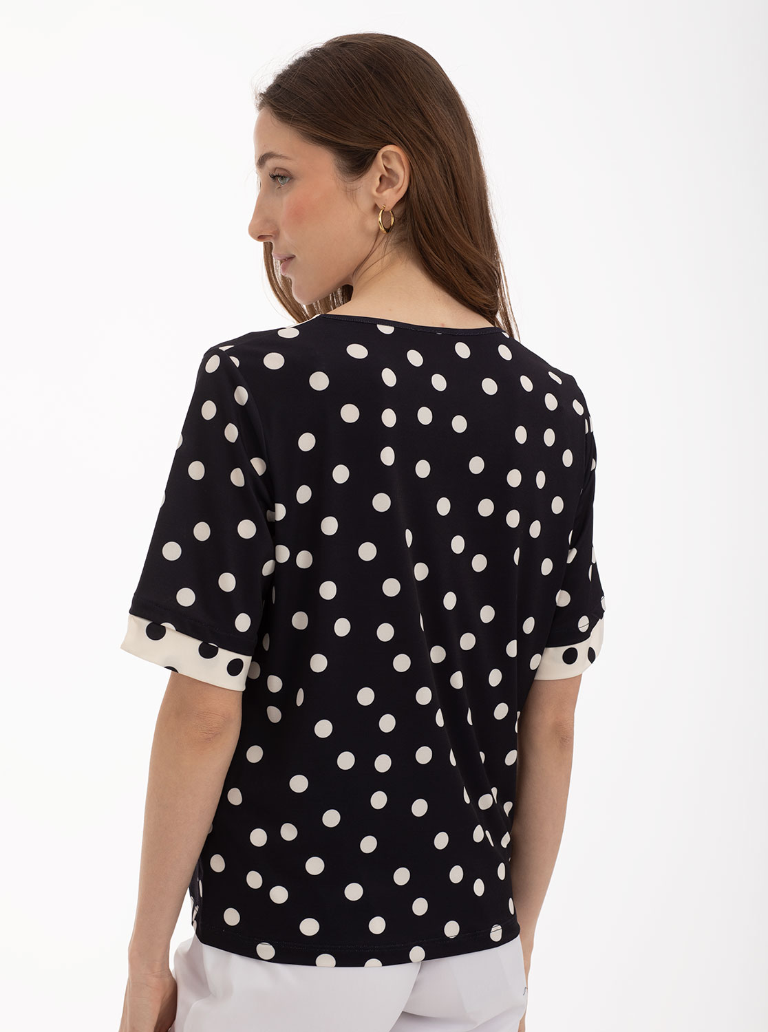 Camiseta Bicolor topos cuello redondo 2