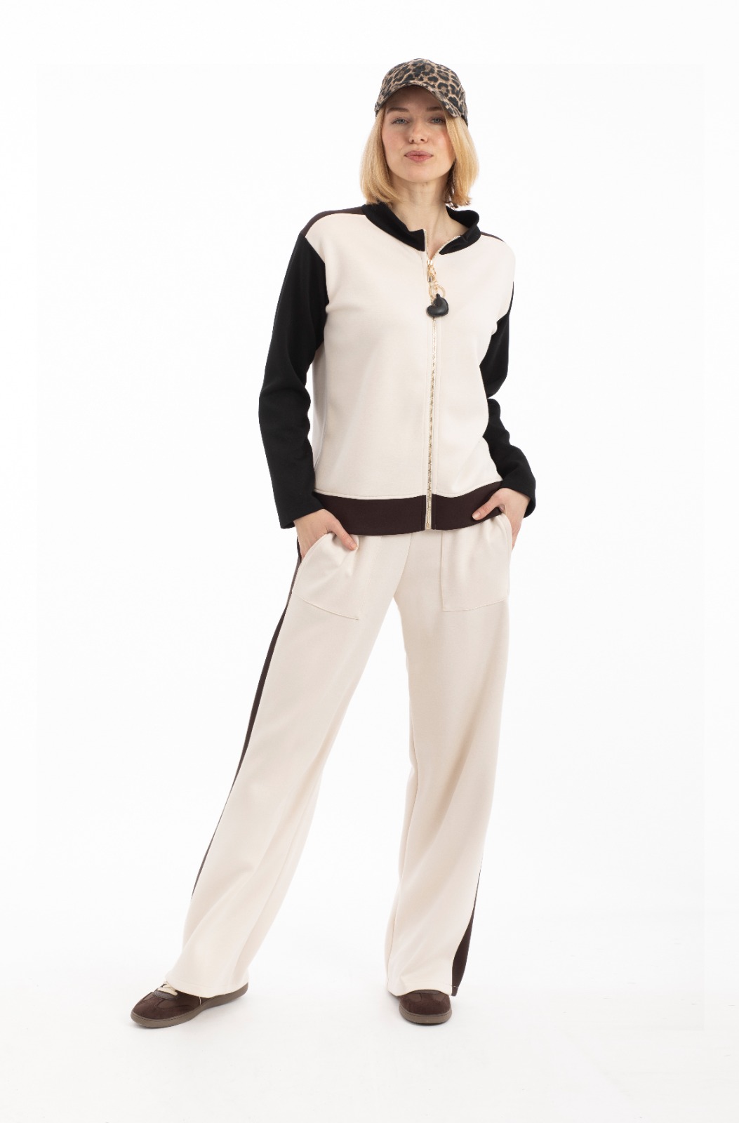 Pantalón Chandal Soft Beige rayas