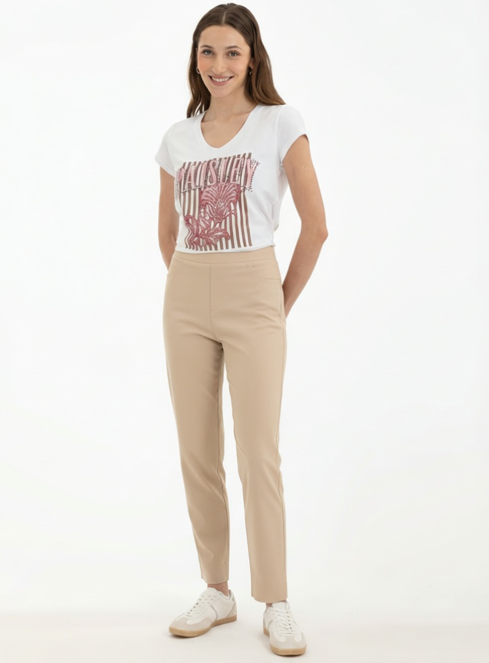 Pantalón Pitillo Tiro Alto Piedra