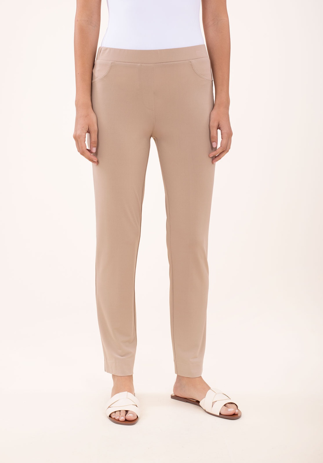 Pantalón Pitillo Punto Beige 1