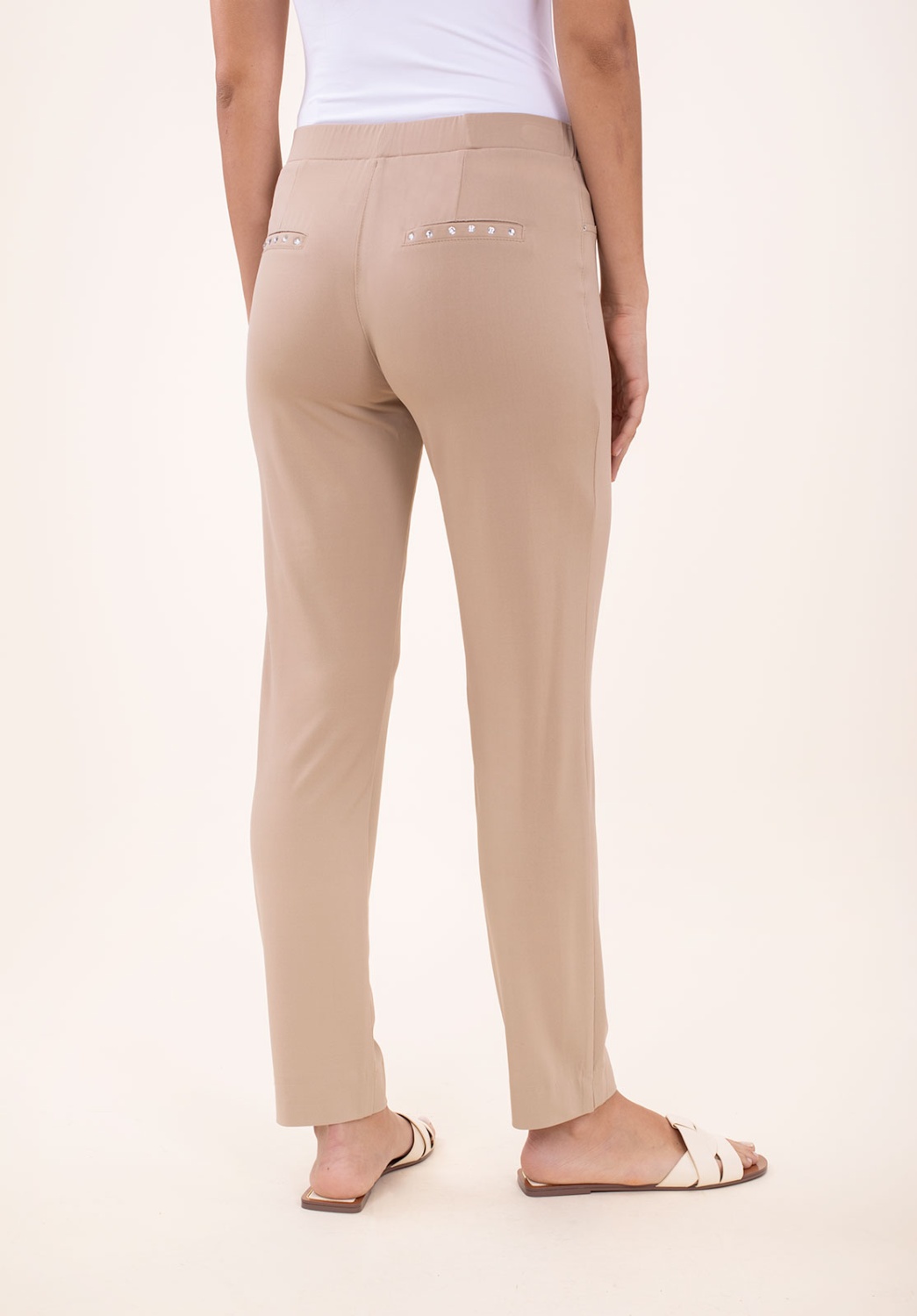 Pantalón Pitillo Punto Beige 3