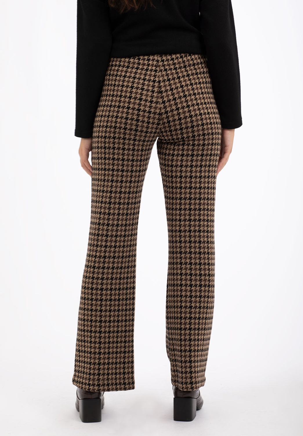 Pantalón de Punto Recto con Estampado de pata de gallo