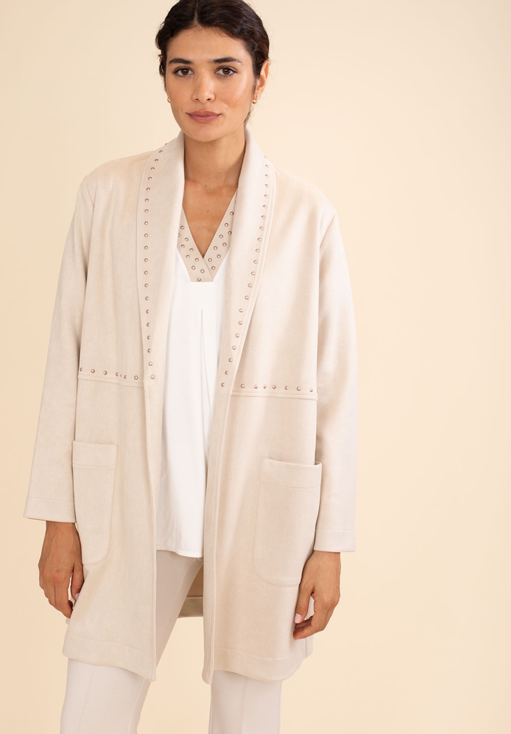 Chaqueta Efecto Antelina Beige 1