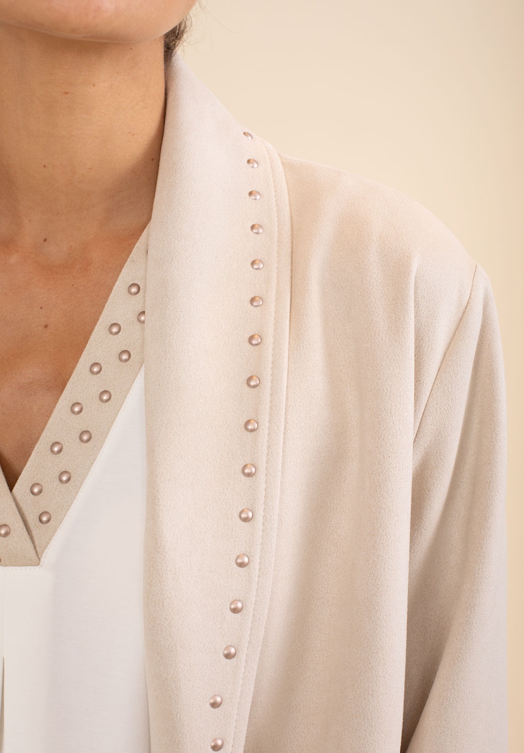 Chaqueta Efecto Antelina Beige 5