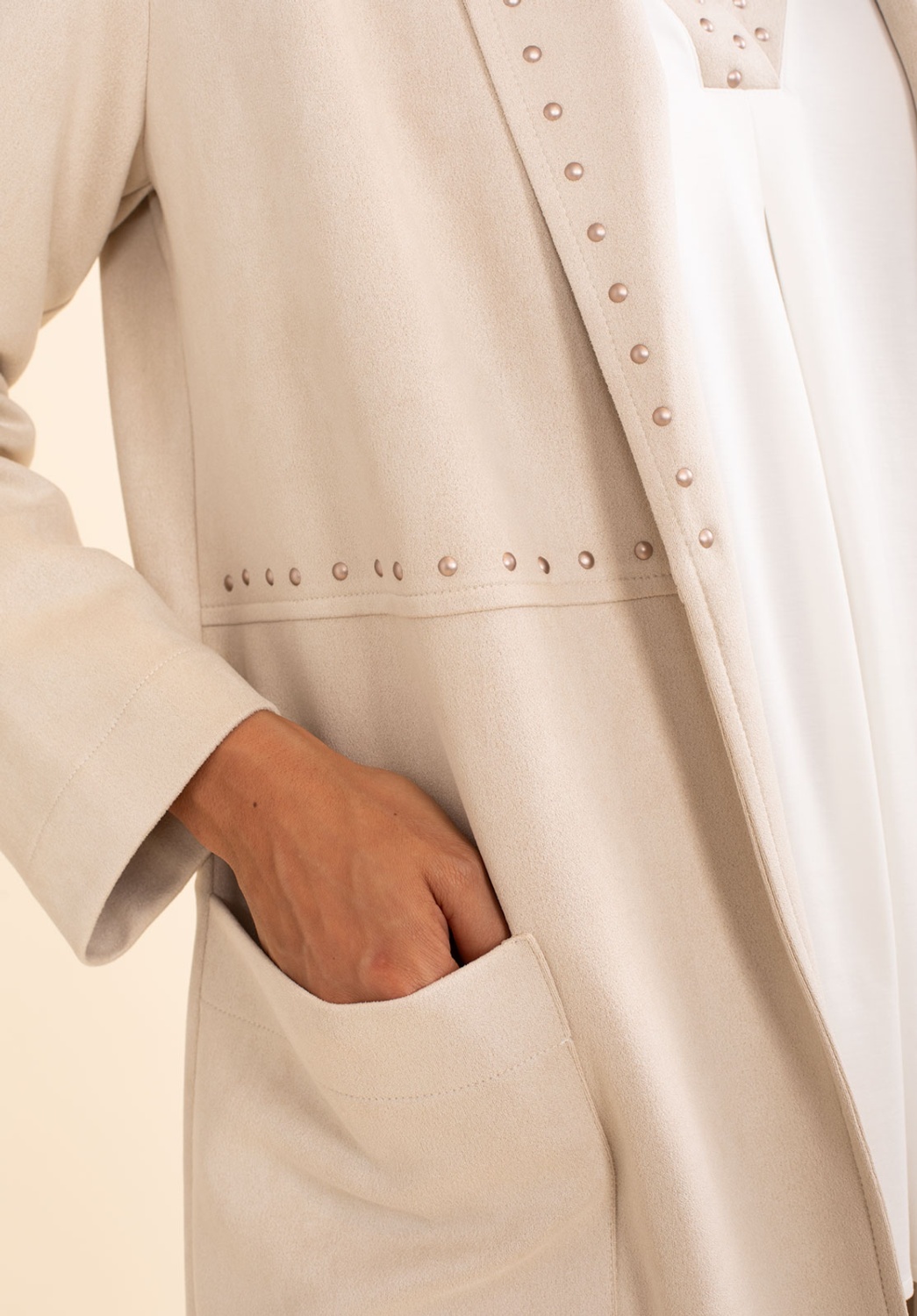 Chaqueta Efecto Antelina Beige 4