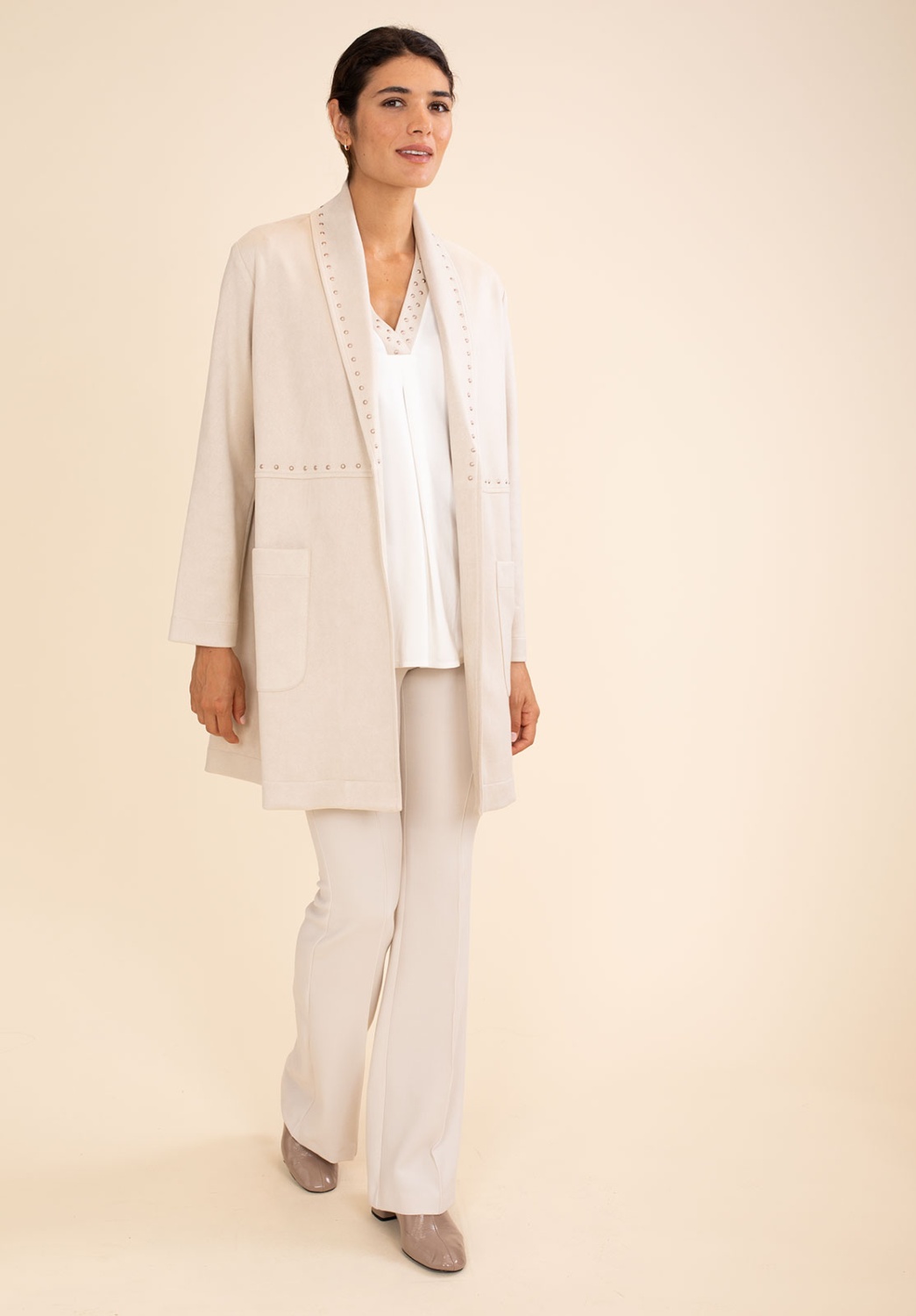 Chaqueta Efecto Antelina Beige 3