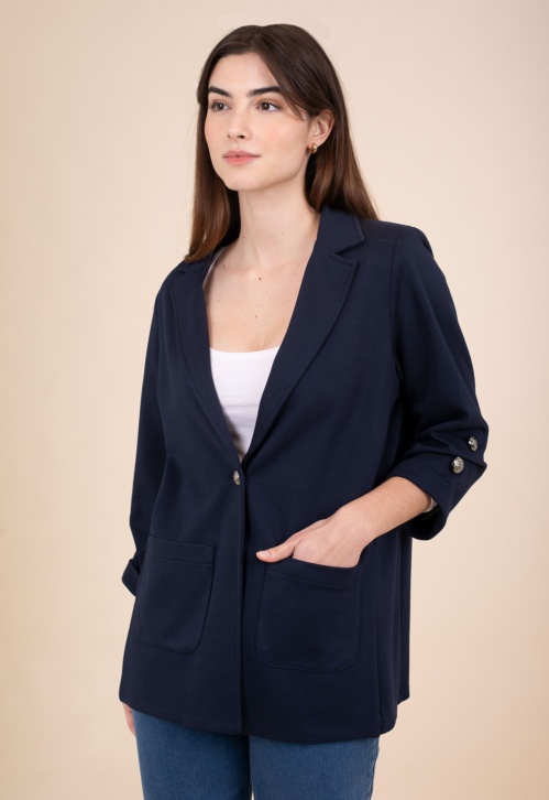 Blazer tricoté bleu marine