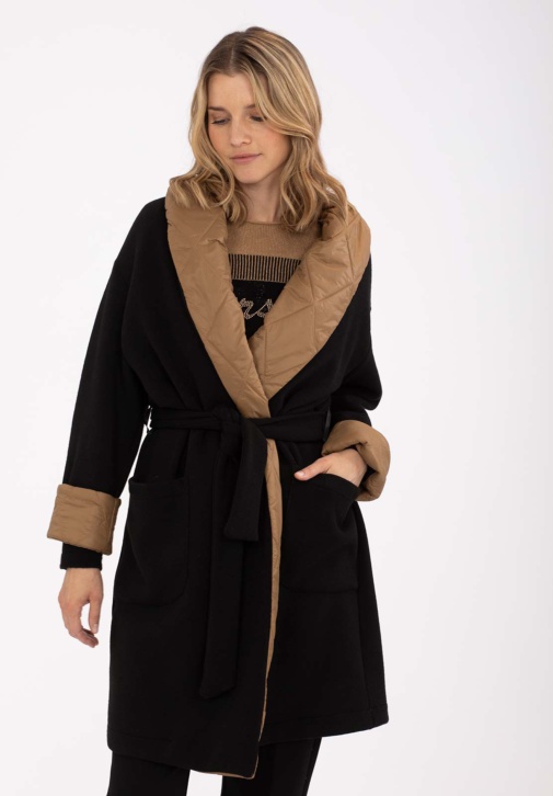 Black and Camel Combined Coat