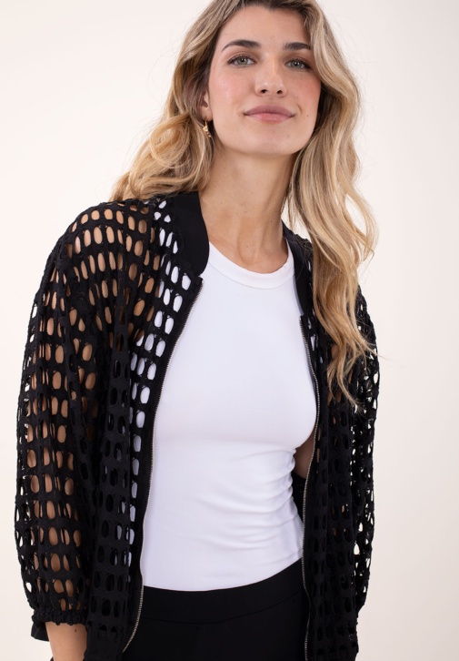 Chaqueta Negra Troquelada 