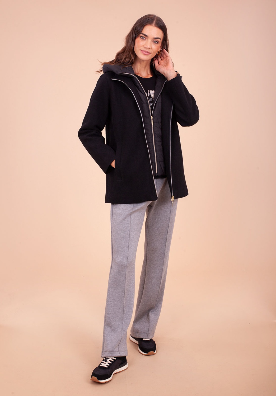 Manteau court noir avec fermeture éclair 3