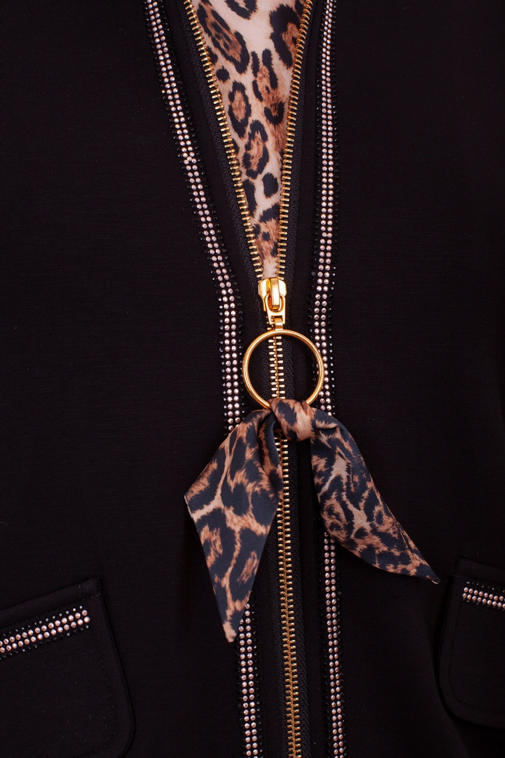 TWIN-SET negro con cremallera y estampado de leopardo 2