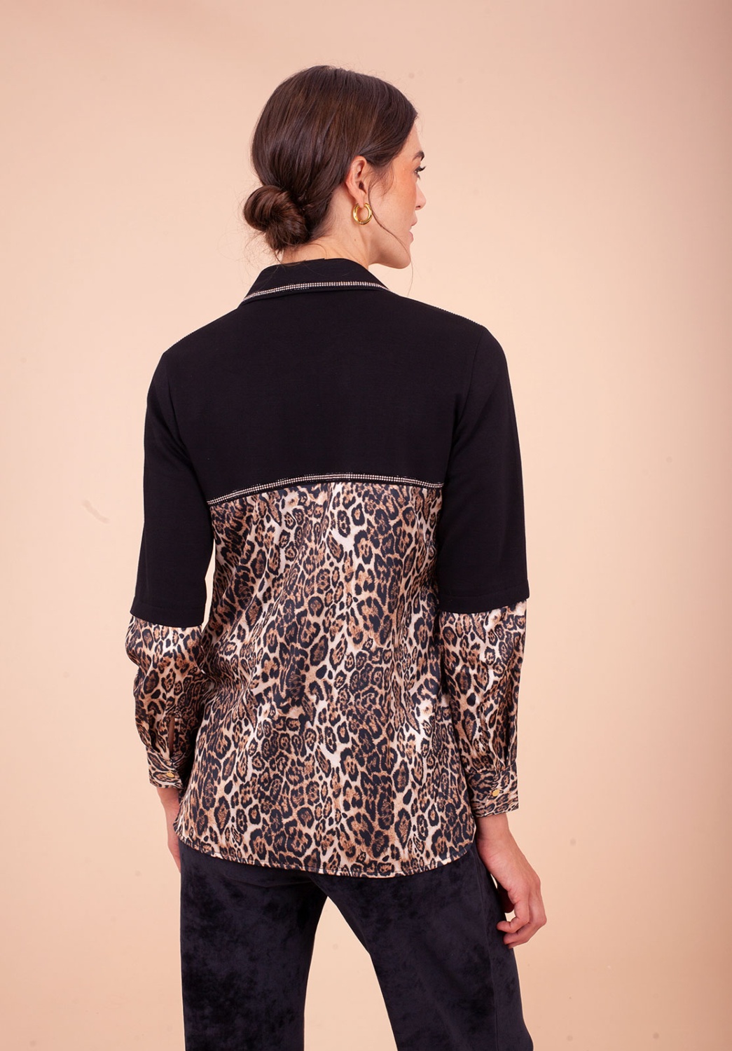 TWIN-SET negro con cremallera y estampado de leopardo 3