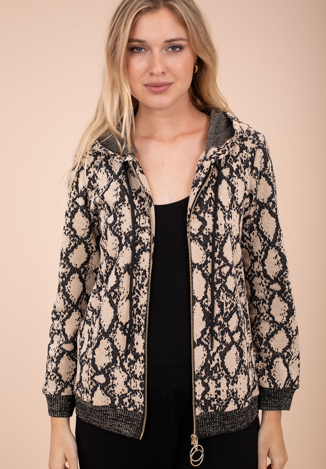 Chaqueta Snake Print con Capucha