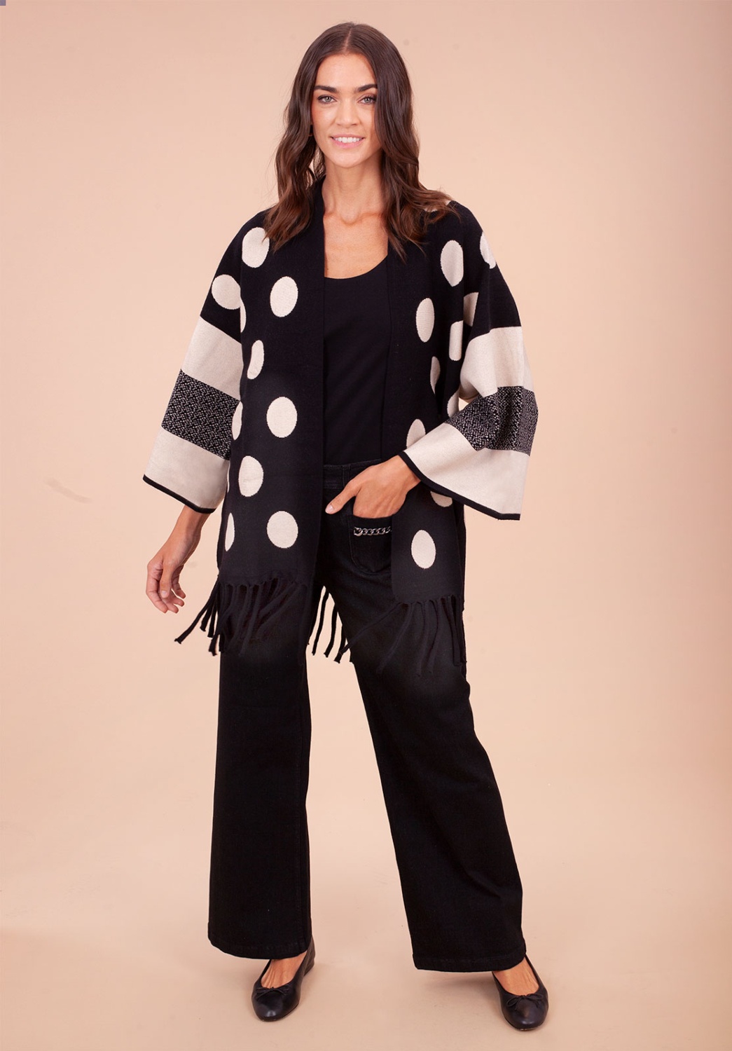 Chaqueta de punto estampado topos 4