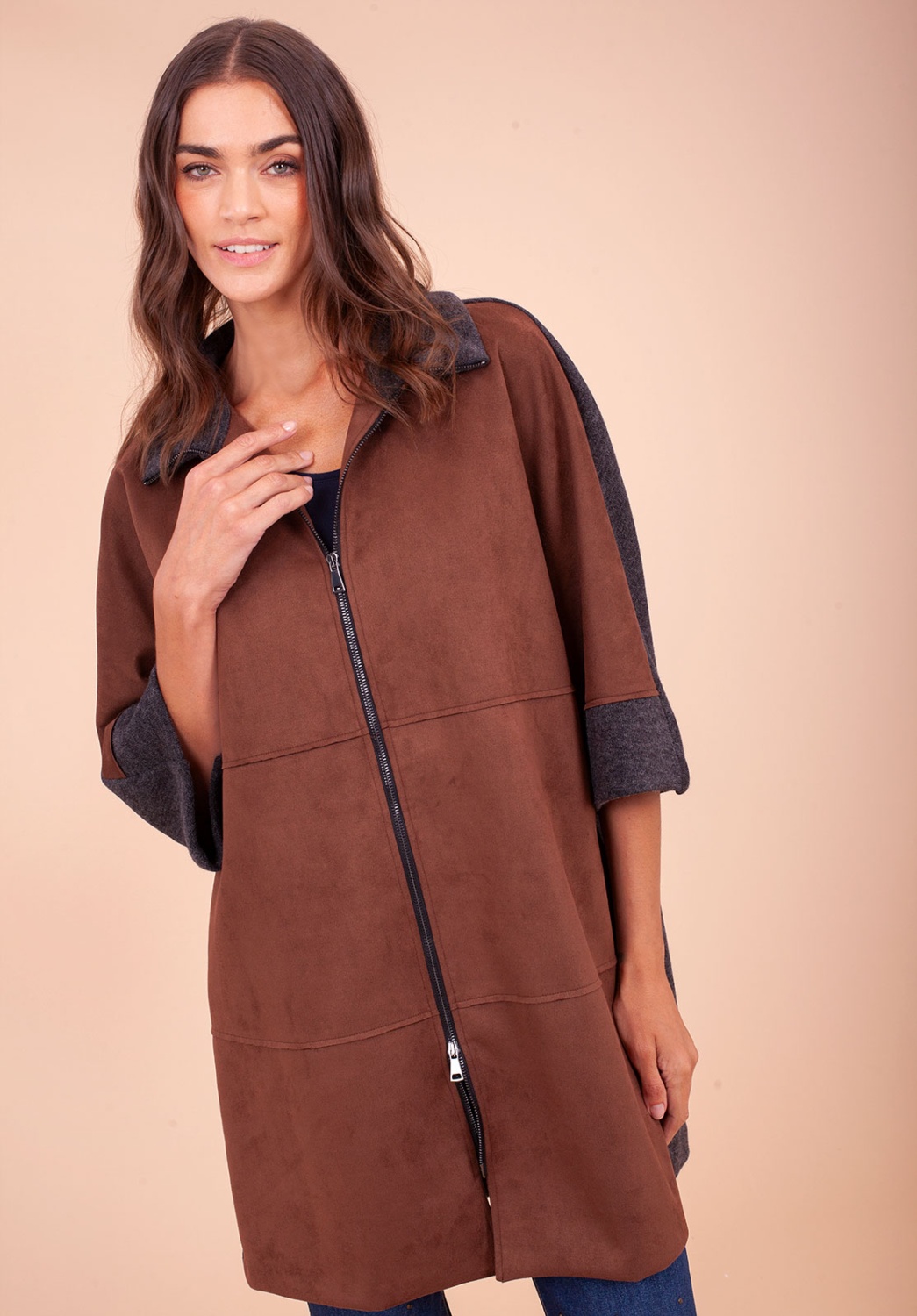 Chaqueta de ante marrón 1