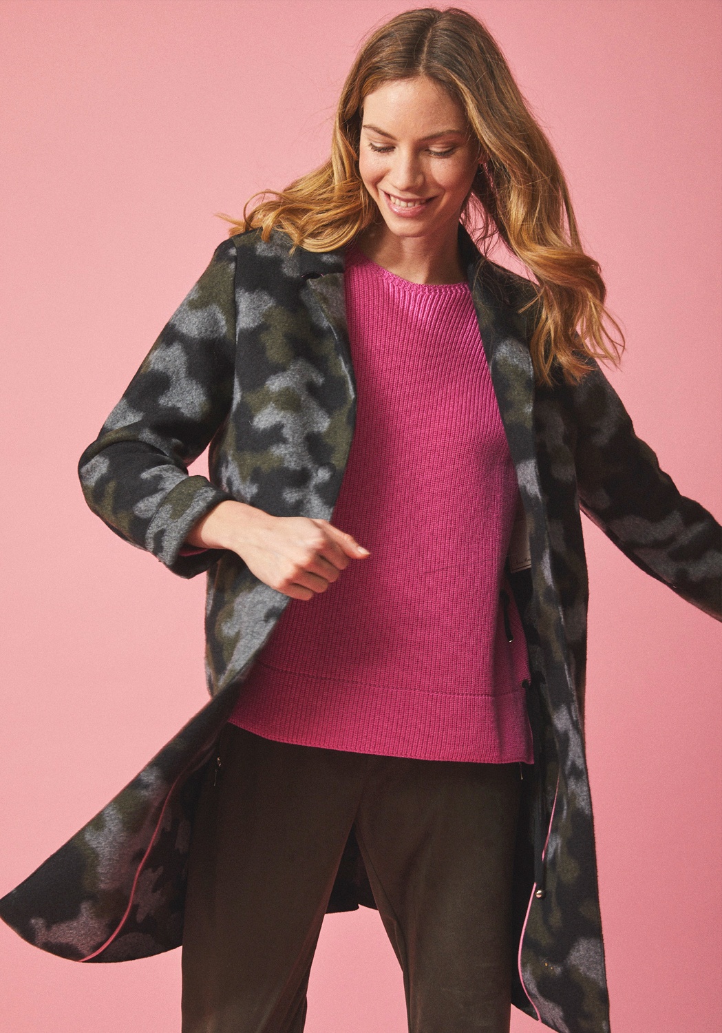 camouflage wool coat