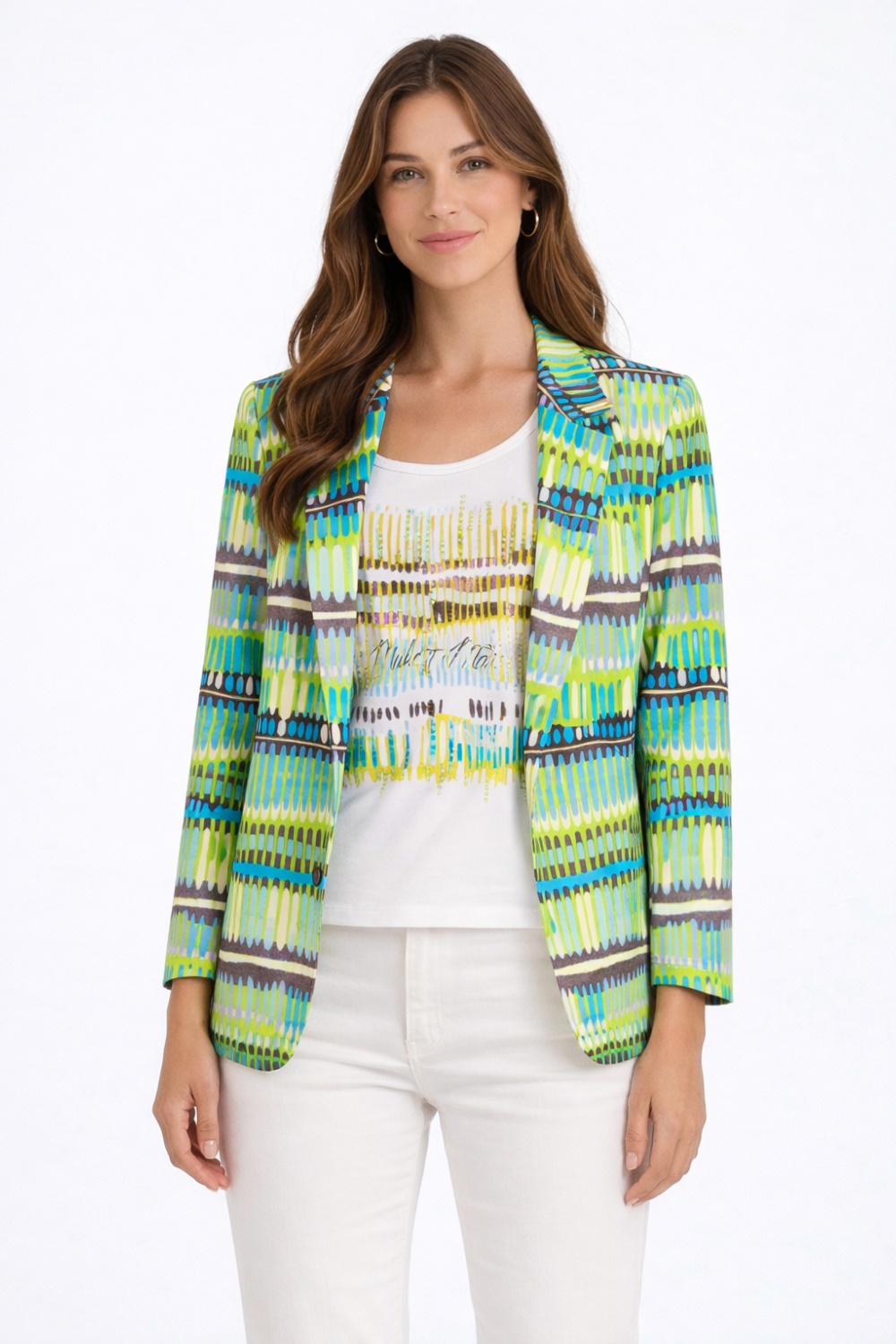 Chaqueta Punto Entallada Trazos Azules 1