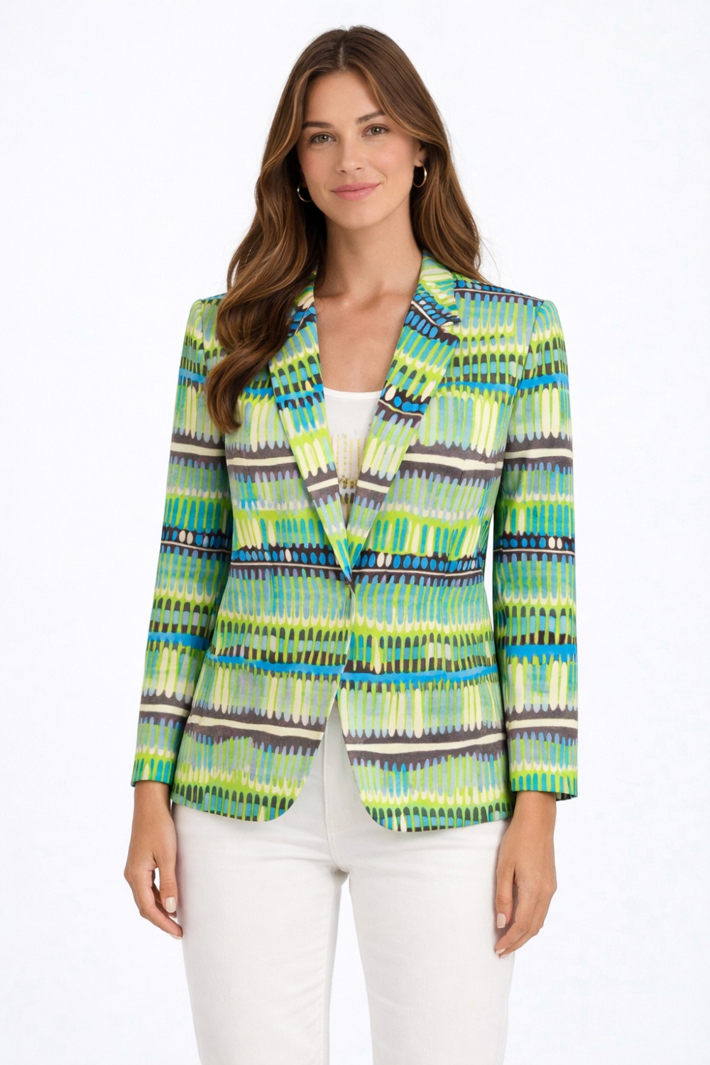 Chaqueta Punto Entallada Trazos Azules