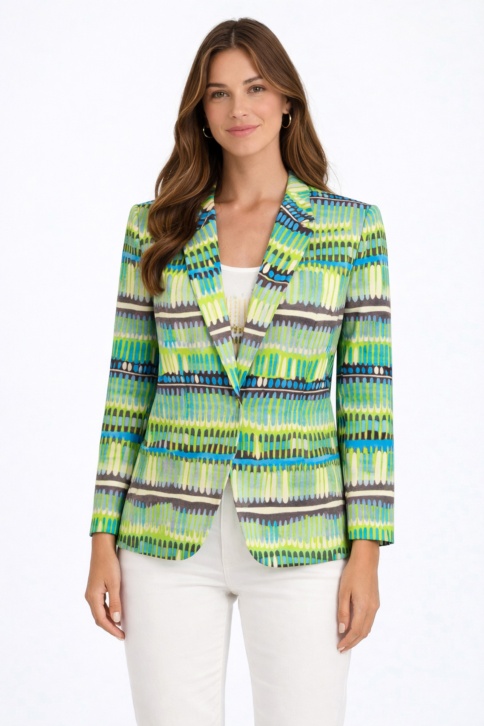 Chaqueta Punto Entallada Trazos Azules