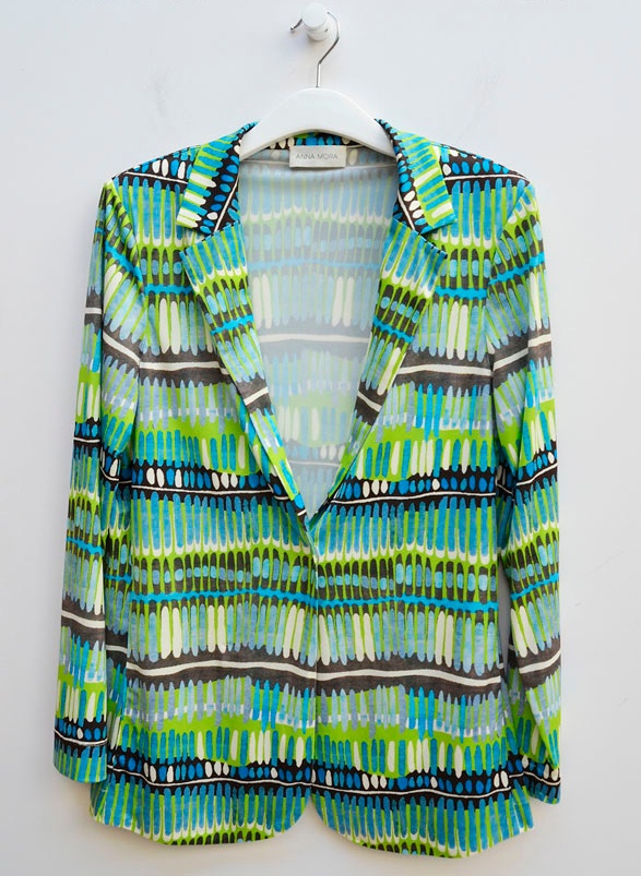 Chaqueta Punto Entallada Trazos Azules 2