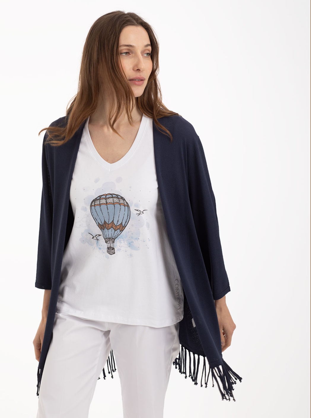 Chaqueta Punto Azul Flecos 1