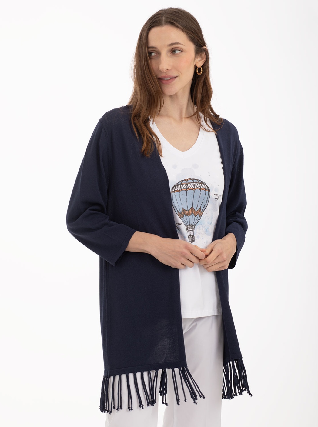 Chaqueta Punto Azul Flecos 2