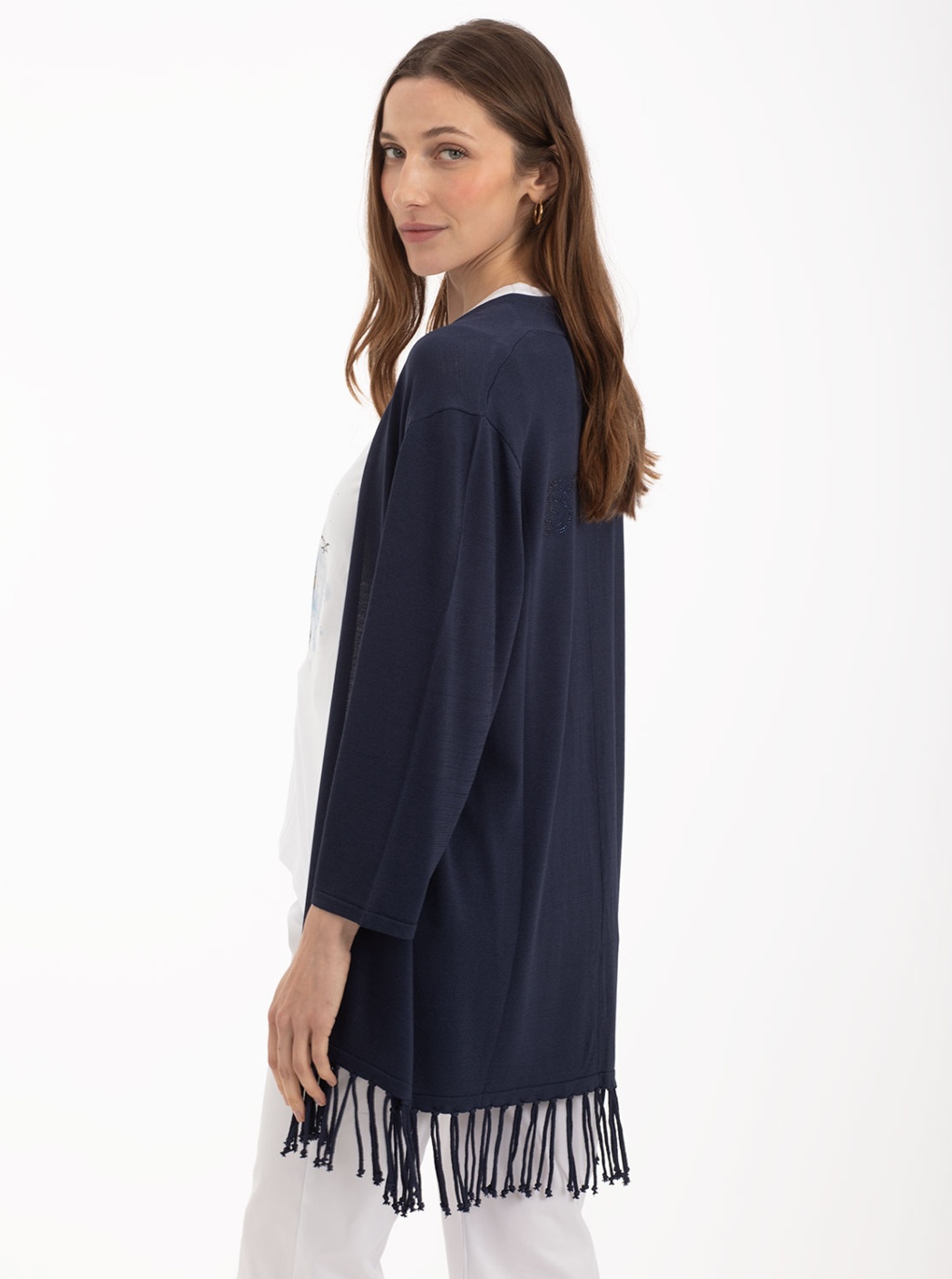 Chaqueta Punto Azul Flecos 3