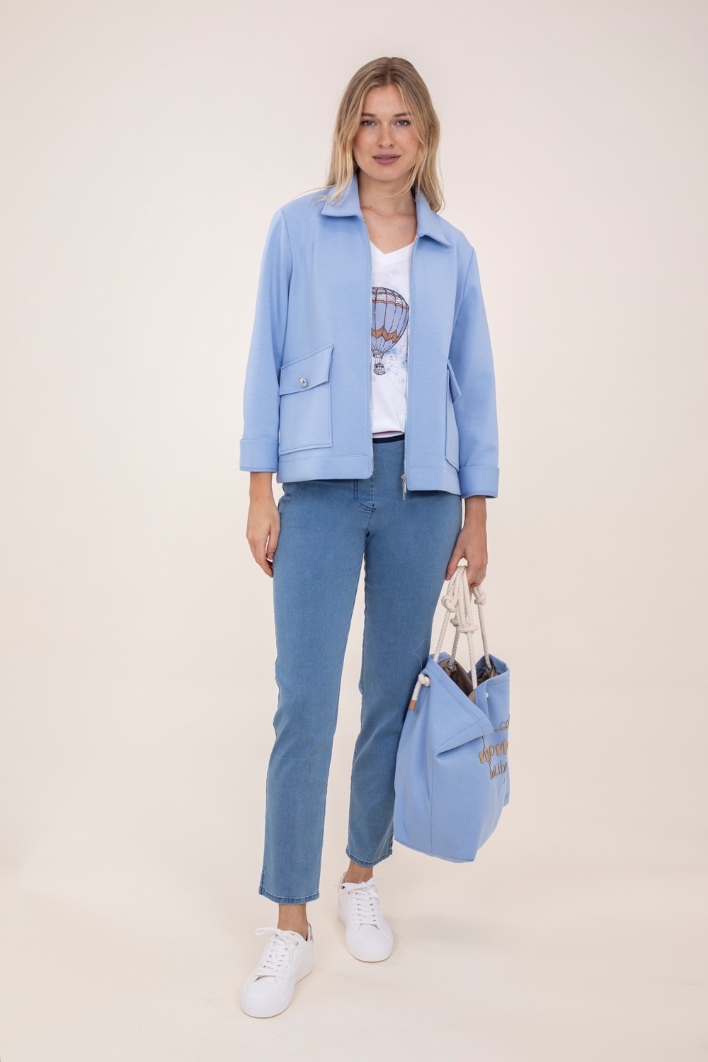 Chaqueta Punto Azul Cielo