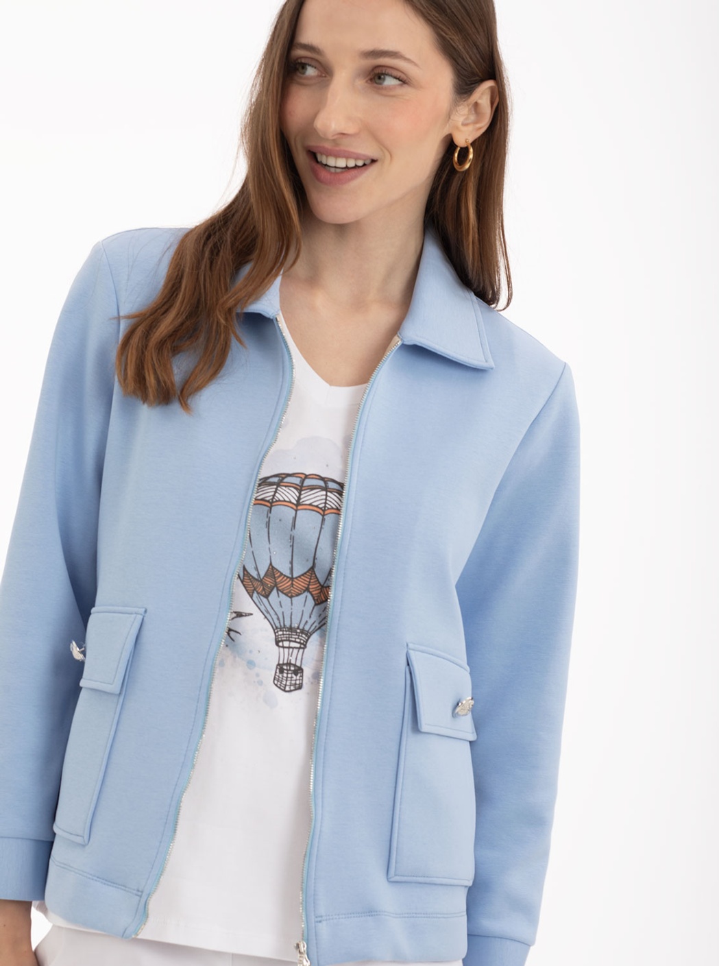 Chaqueta Punto Azul Cielo