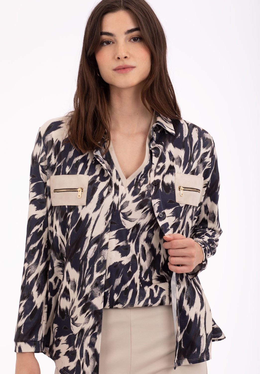 Blue and White Animal Print Twin-set