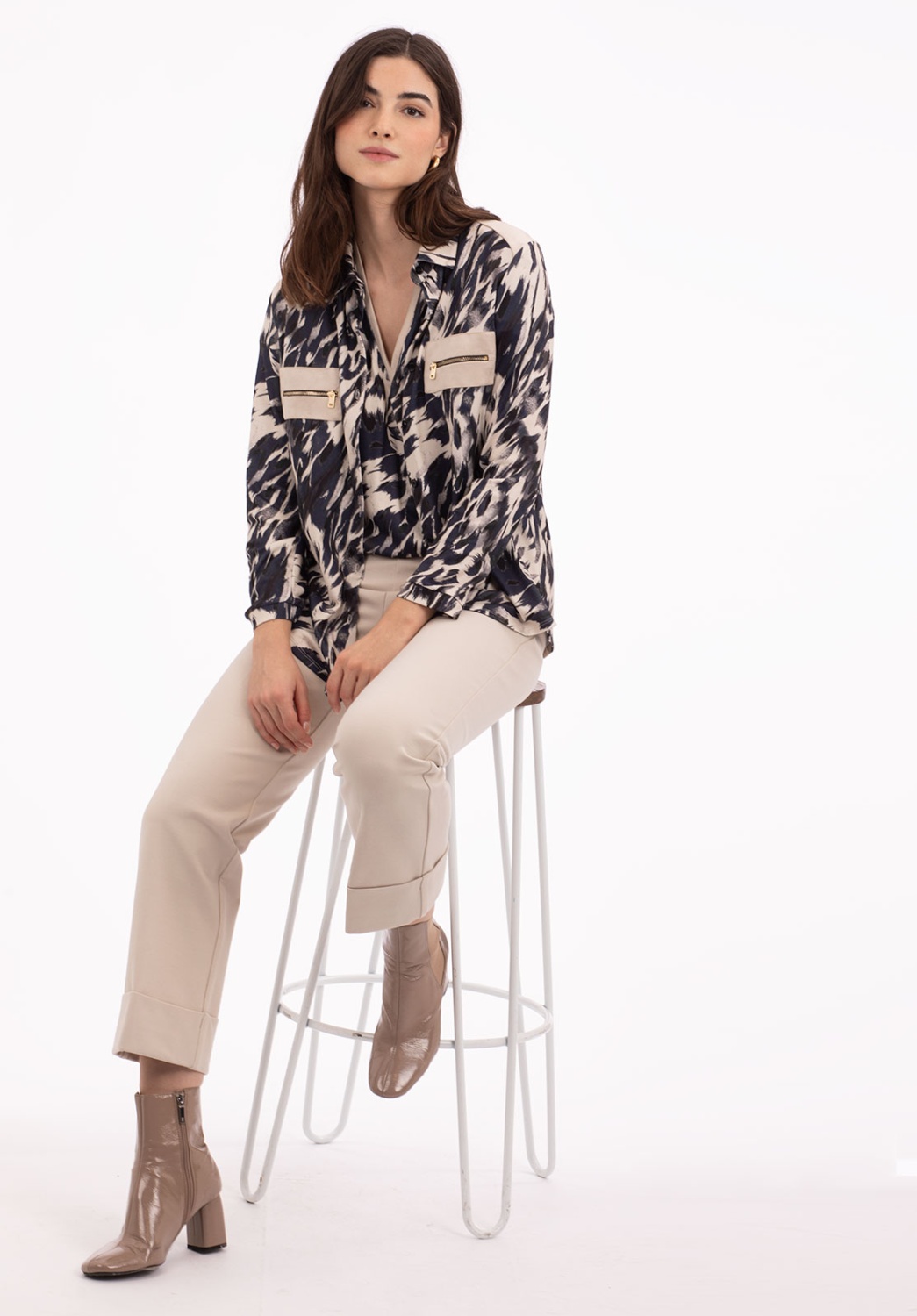 Blue and White Animal Print Twin-set
