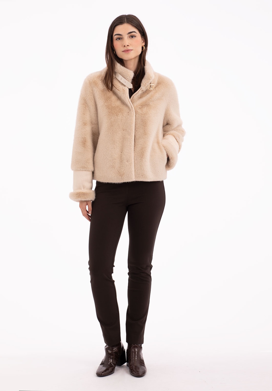 Beige Short-Haired Jacket 5