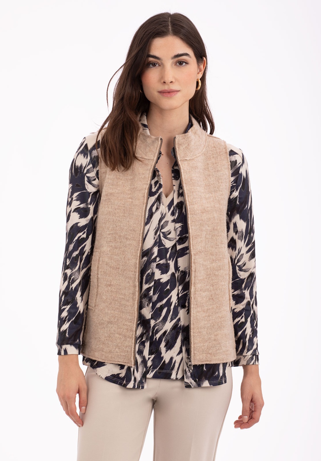 Stone-colored textured vest