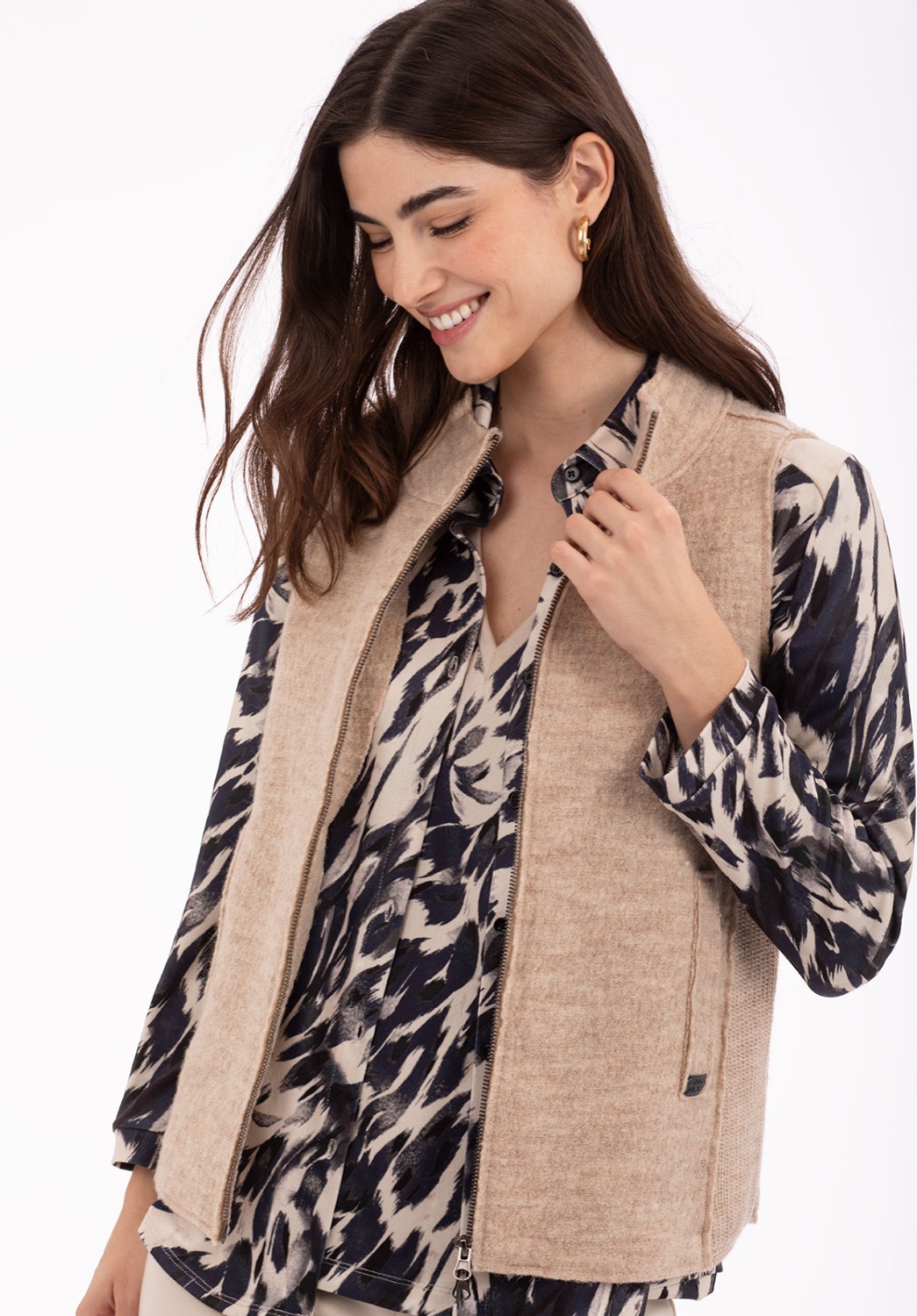 Stone-colored textured vest