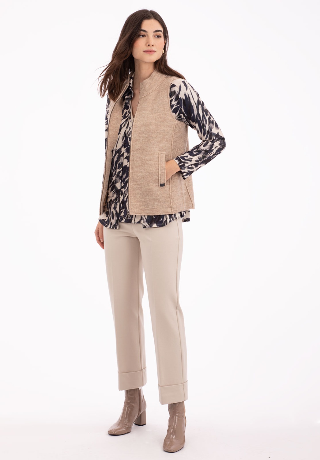 Stone-colored textured vest