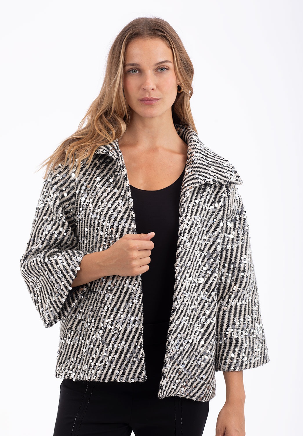 Chaqueta de Lentejuelas Plateadas
