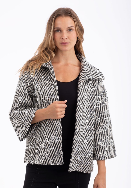Chaqueta de Lentejuelas Plateadas