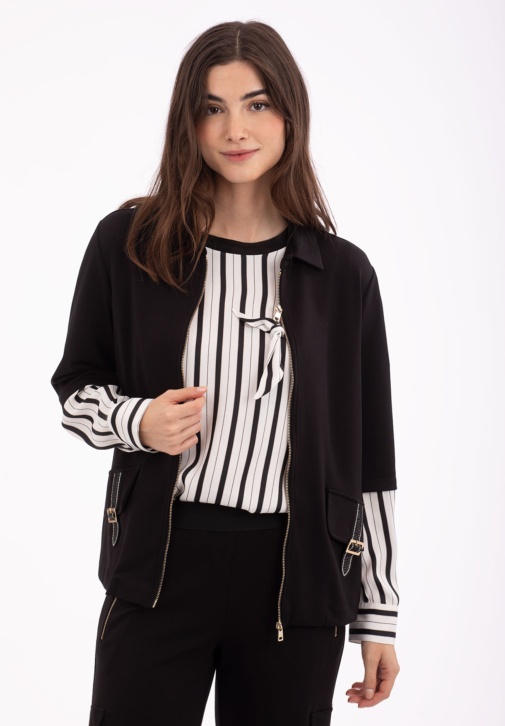 Twin-set Negro con Rayas Blancas