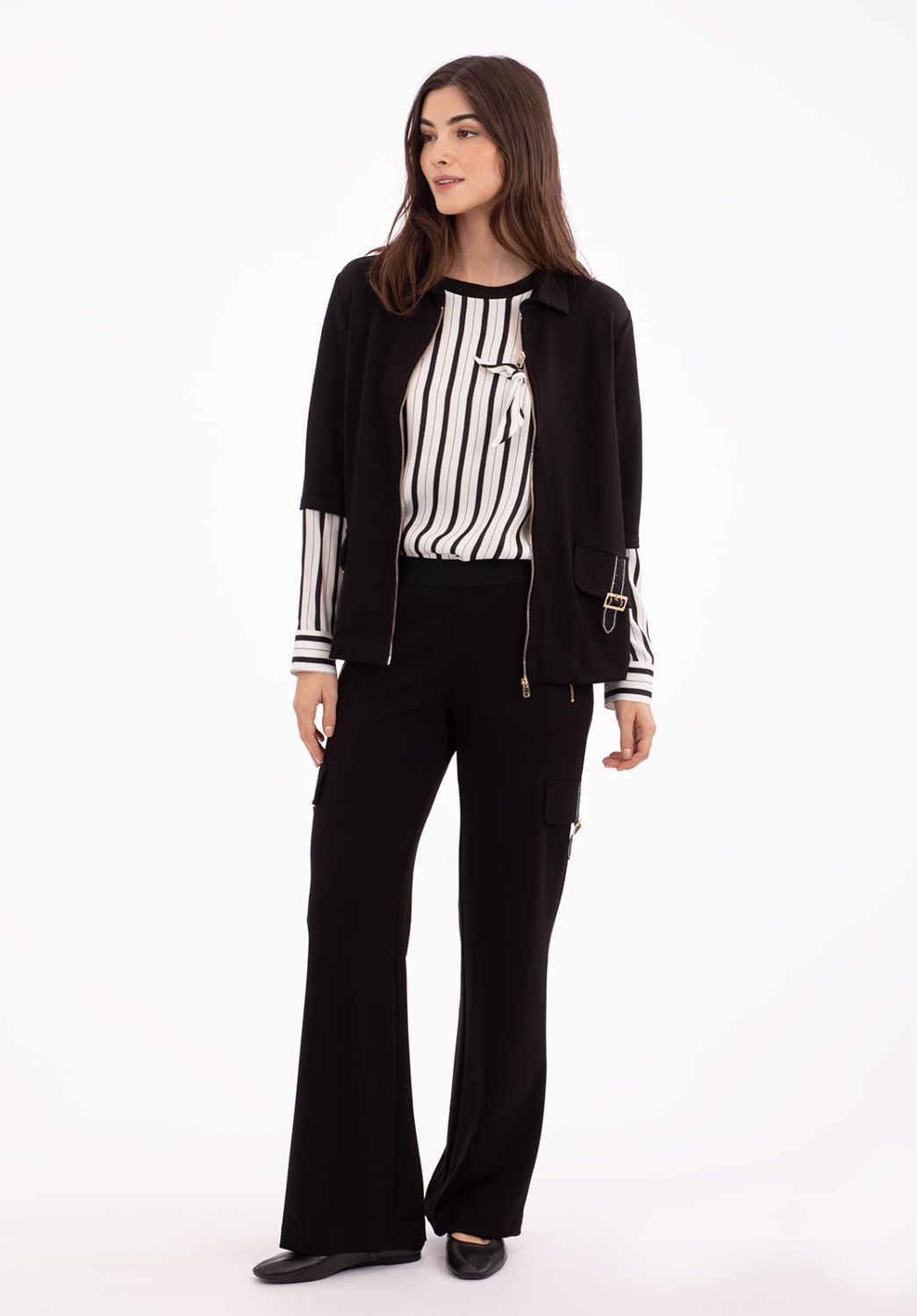 Twin-set Negro con Rayas Blancas 1