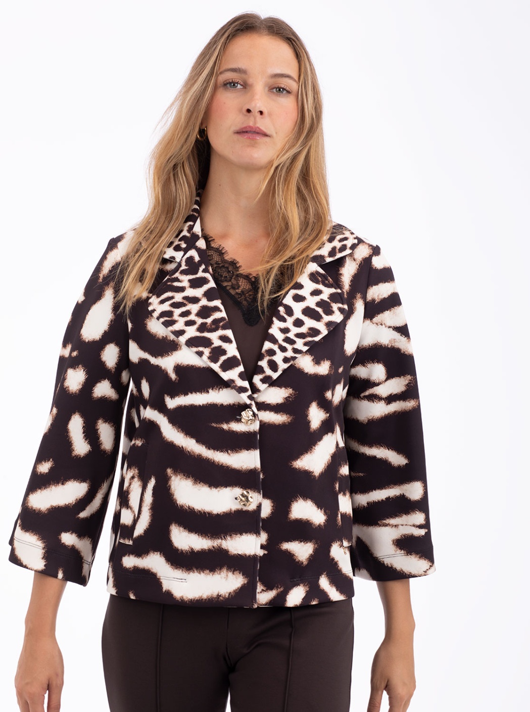 Chaqueta Animal Print Marrón 