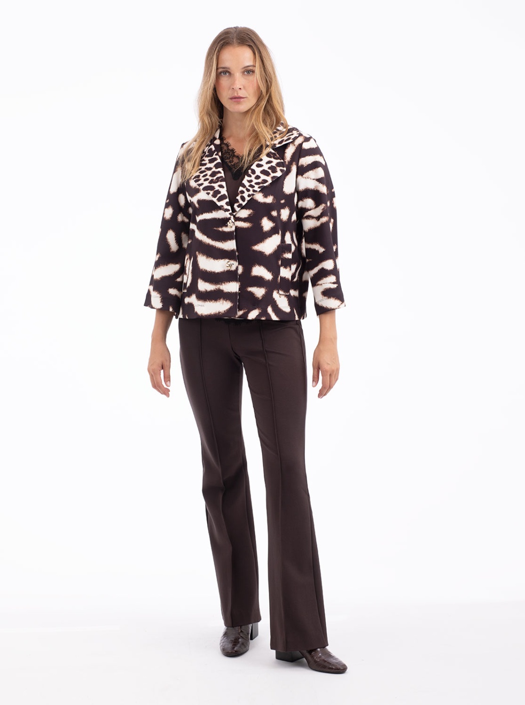 Chaqueta Animal Print Marrón 
