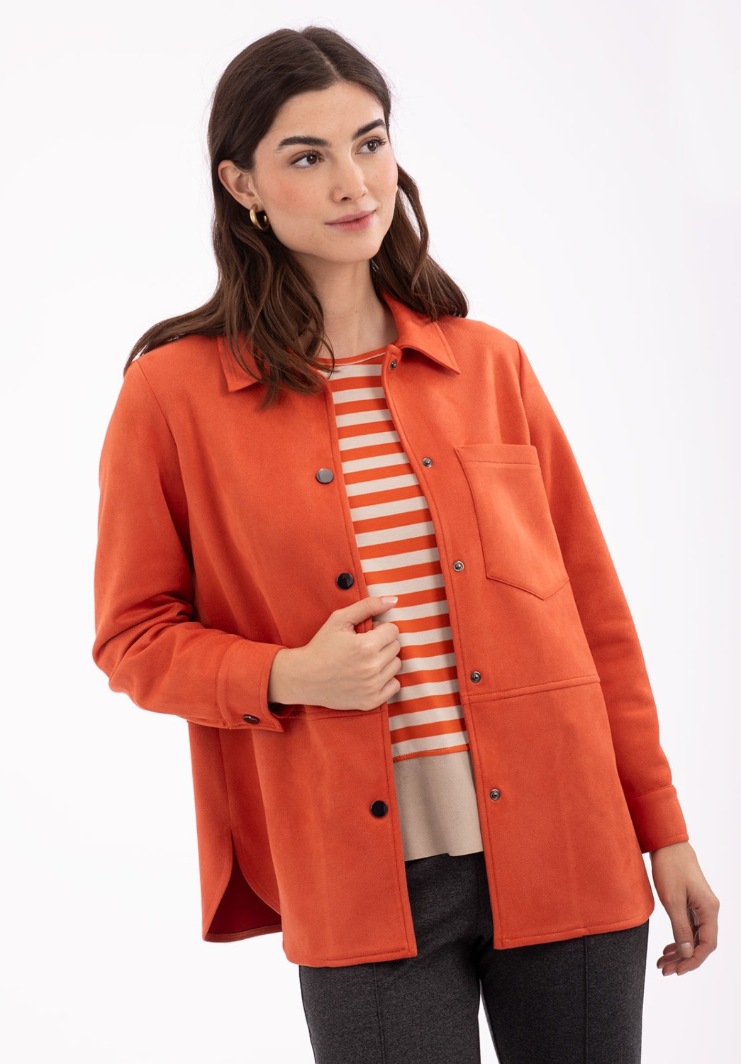 Chaqueta Efecto Antelina Naranja 3