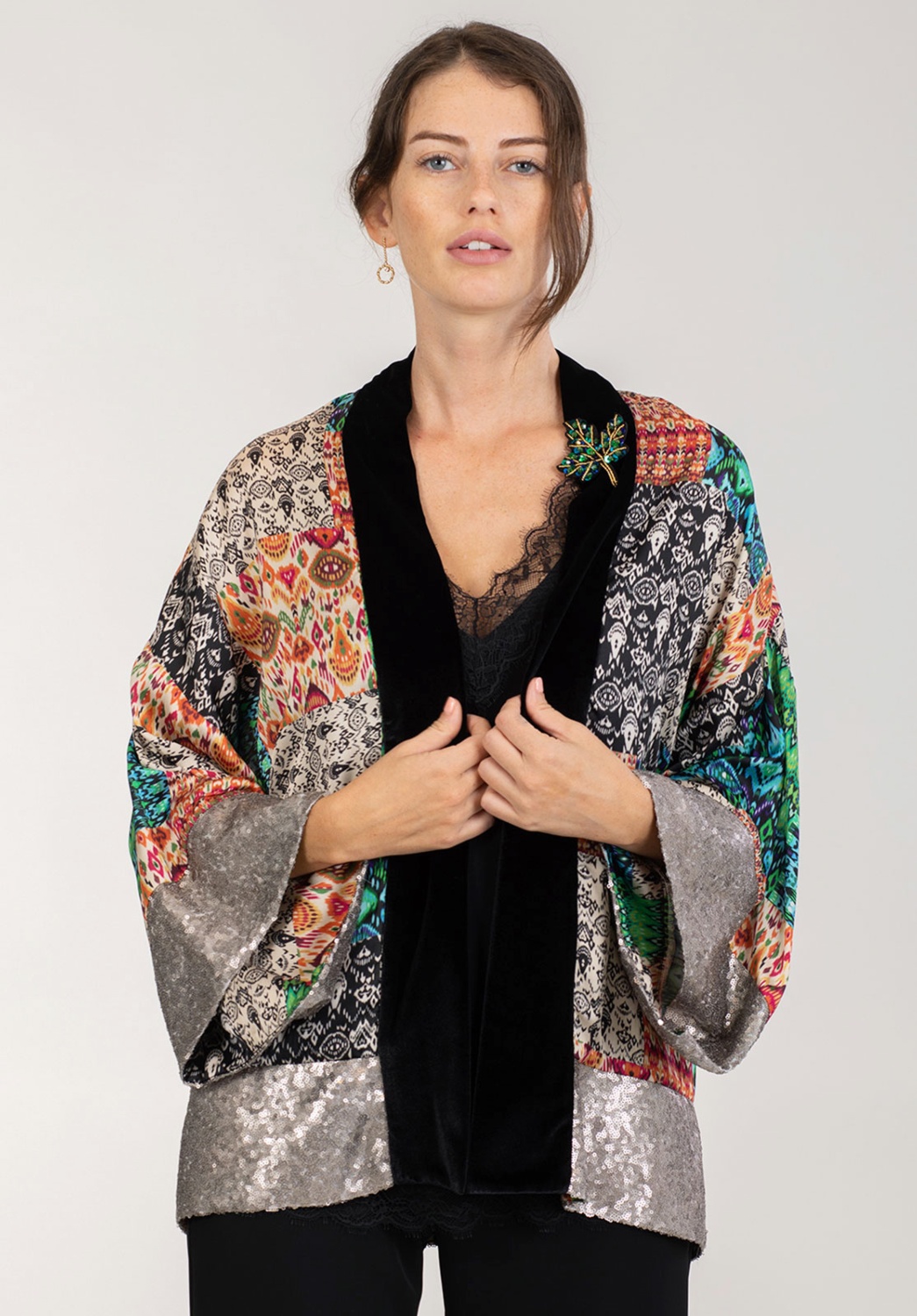 Sequined Patchwork Kimono