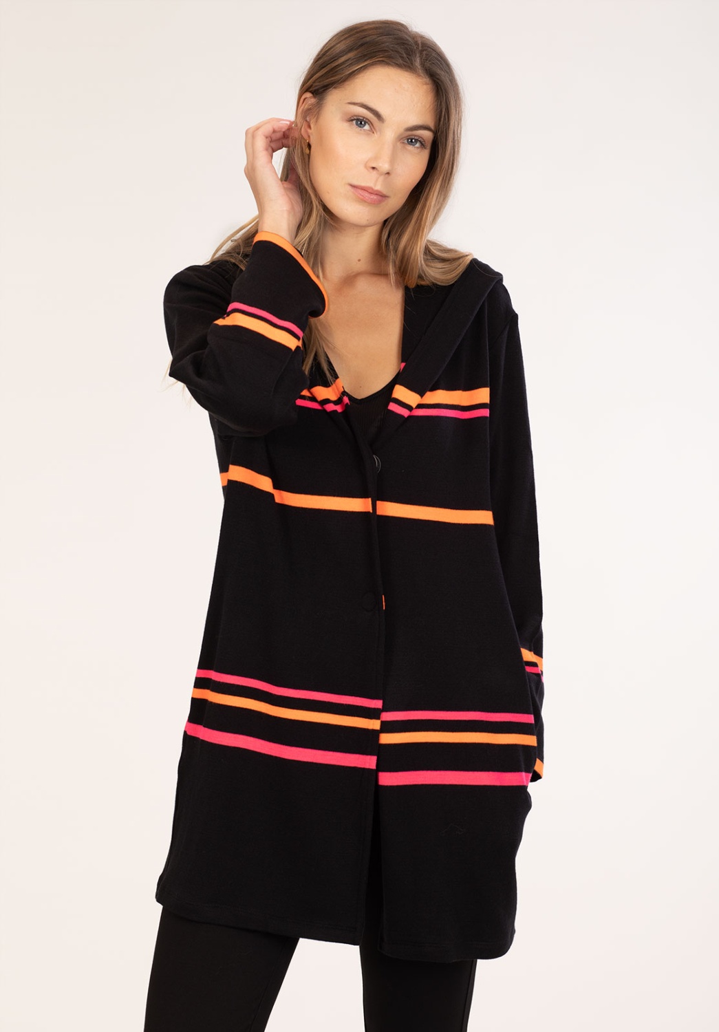 Veste Longue Rayée Néon 1